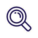 Icon of a shimmering magnifying glass.