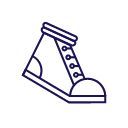 Icon of classic sneaker, walking mid-step.